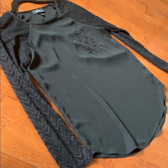 Beautiful black top with sheer arms - Picture 2 of 4